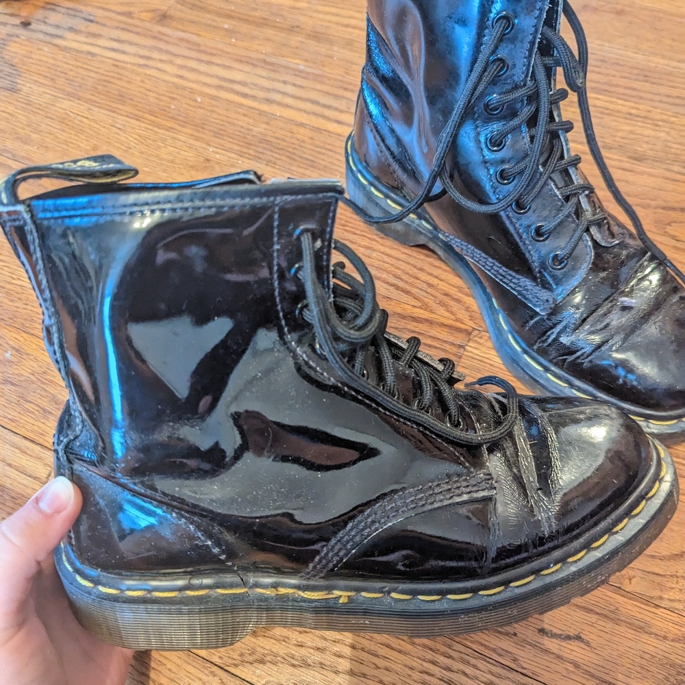 Vintage Made in England Patent Dr. Martens Boots